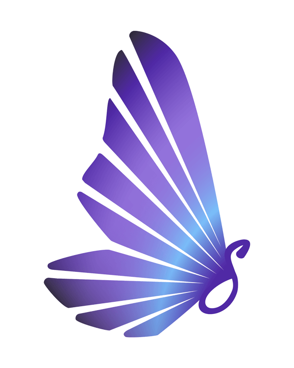 Elyssa Smith butterfly logomark with white glow